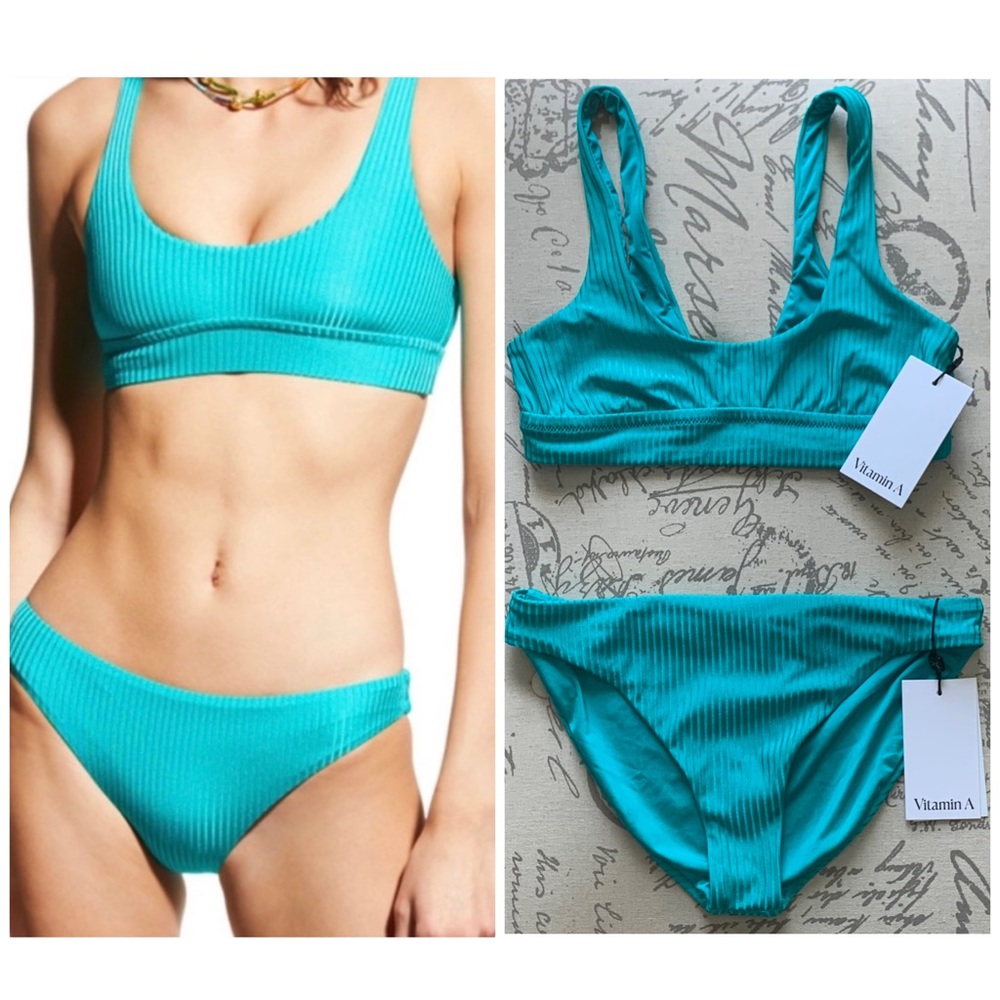 NWT Vitamin A Sienna Bikini Set | EcoRib Turquoise | Size Small